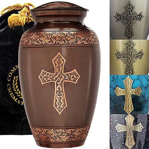 Bronze Cross Cremation Urn for Human Ashes - Large Size