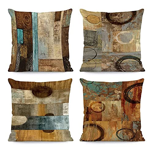 Brown Decorative Throw Pillow Covers 18x18 Set of 4