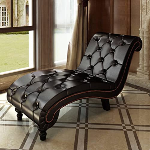 Brown Faux Leather Chaise Lounge Chair