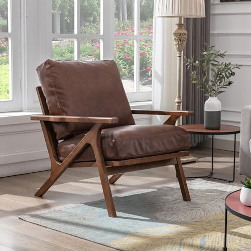 Brown PU Leather Accent Chair