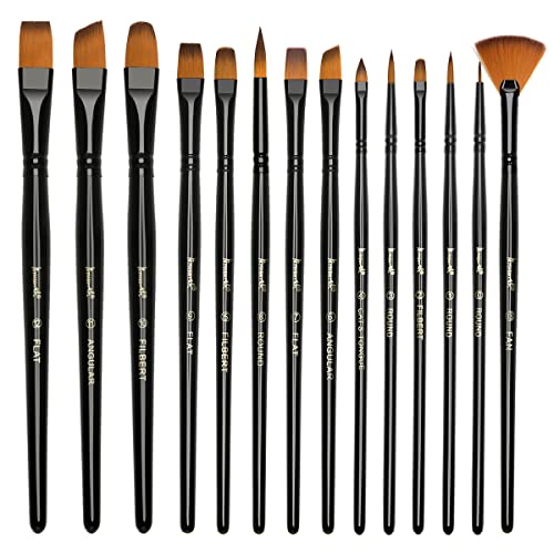 GETHPEN Filbert Paint Brushes Set, 12 PCS Artist Brush for Acrylic Oil  Watercolor Gouache Artist Professional Painting Kits with Synthetic Nylon  Tips 