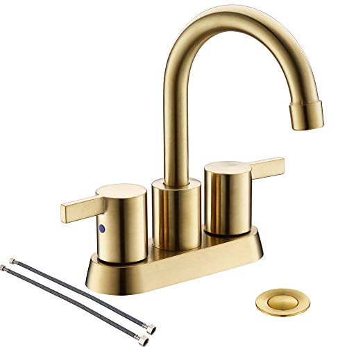 Phiestina Brushed Gold 4 Inch Bathroom Faucet with Swivel Spout