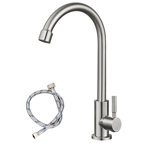 Brushed Nickel Kitchen Faucet - Single Handle, Swivel Spout