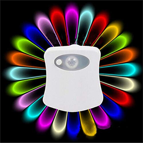 BSASHF 1 Pack Color Changing Toliet Night Light Motion Sensor Led Toilet Motion Activated Led Light Washroom Light UV Slap Activated Butt Lamp Smart Light Commode Night Lamp(8 1)