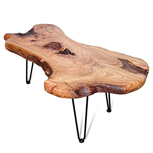 BTEOBFY Natural Wood Edge Coffee Table