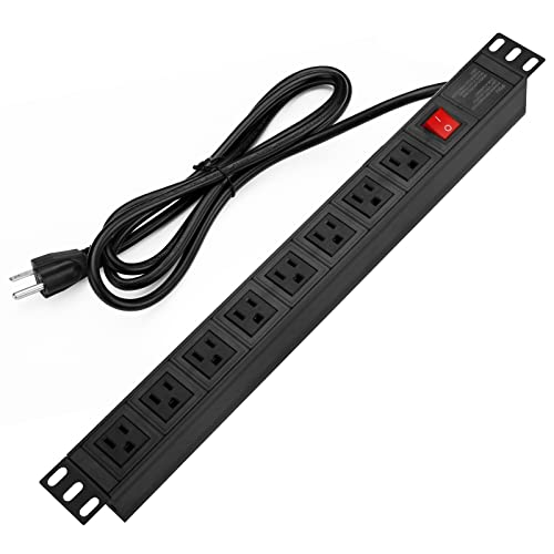 BTU Rack-Mount Power Strip Surge Protector with 8 Wide-Spaced Outlets