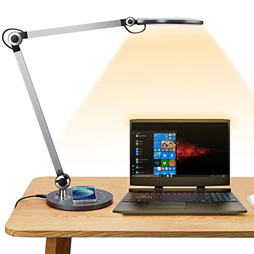Wireless Charger LED Desk Lamp with Adjustable Swing Arm