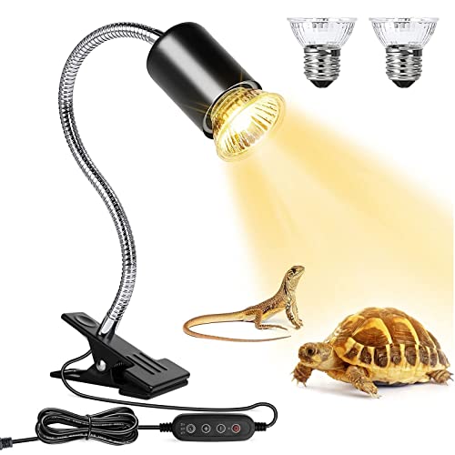Buddypuppy 360° Rotatable Reptile Heat Lamp with Timer and 2 Bulbs