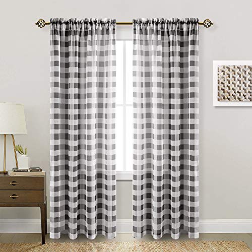 Buffalo Plaid Sheer Curtains for Living Room