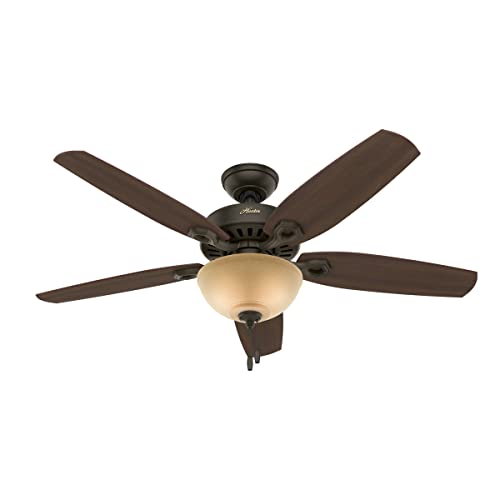 Builder Deluxe Indoor Ceiling Fan with LED Light and Pull Chain Control, 52"