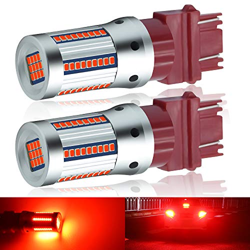 BUKERME LED Bulbs Red Super Bright 66 SMD 2016 Chips T25 3056 3057 4157 3047 4057 3457 LED Lights for Cars (2 Pack)