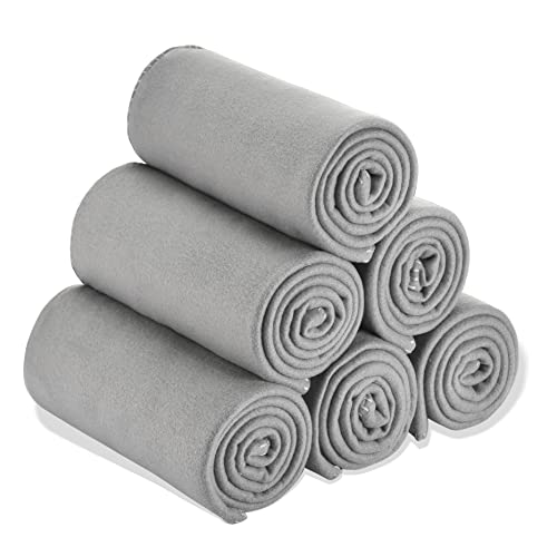 Bulk Fleece Blankets Wholesale Grey (Pack of 6)