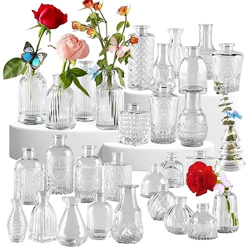 Bulk Set of 30 Glass Bud Vases