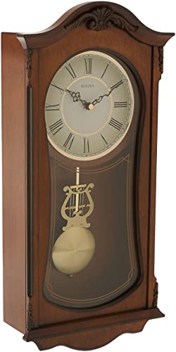 Bulova Cranbrook Wall Mount Analog Wooden Chiming Clock