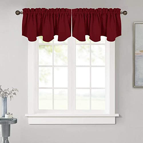 Burgundy Red Window Valance Curtain for Kitchen