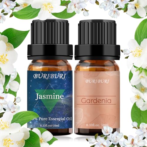 100% Pure Jasmine and Gardenia Essential Oils Gift Set, 10MLx2