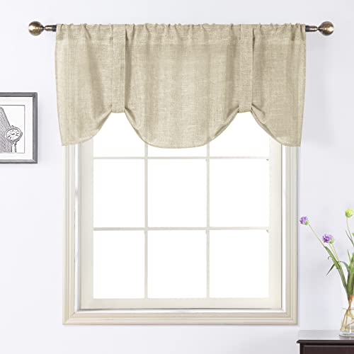 Burlap Semi Sheer Tie Up Window Valance