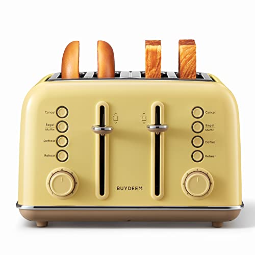 BUYDEEM DT640 4-Slice Toaster - Retro Stainless Steel with High Lift Lever