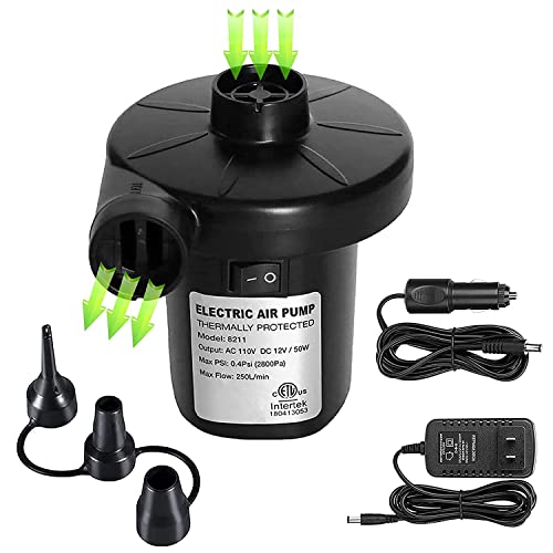 BUYMAX Electric Air Pump: 3 Nozzles for Air Mattresses, Pool Toys, Rafts