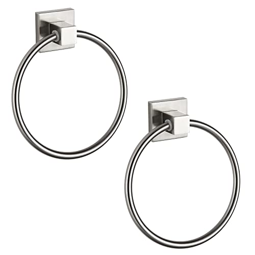 BVL Brushed Nickel Towel Ring Wall Mounted Holder, 2 Pack