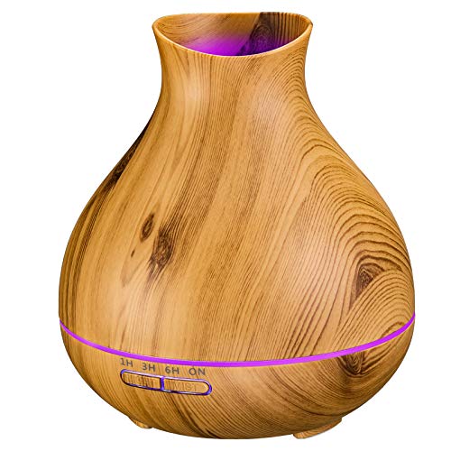 BZseed Wood Grain Aroma Diffuser with Timer and Lights