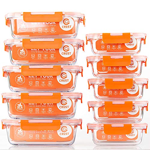 C CREST 10-Pack Glass Food Storage Containers