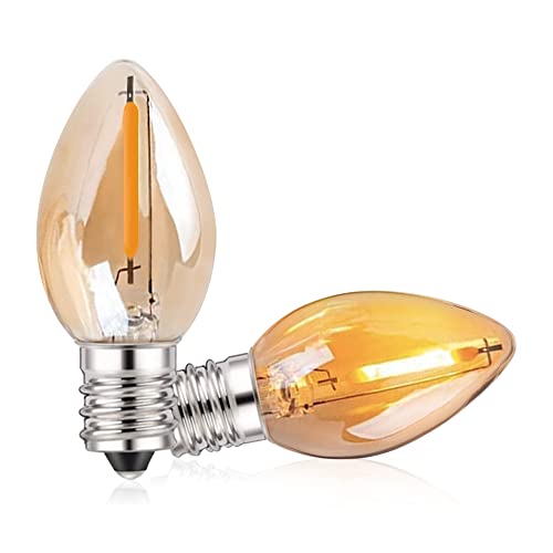 Gold Mini LED Night Light Bulbs 2200K E12 Candelabra Base (2 Pack)