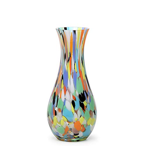 Cá d'Oro Multicolor Confetti Hand Blown Murano-Style Art Glass Vase