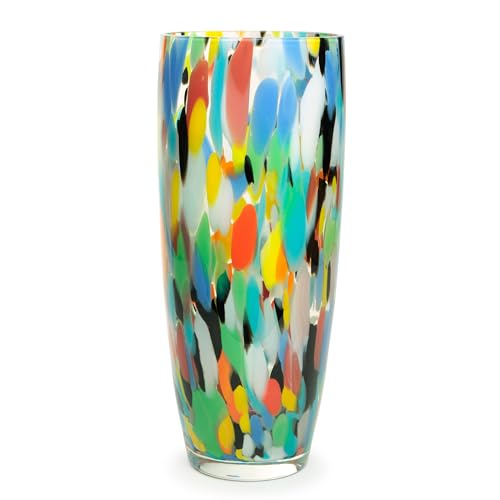 Cá d'Oro Murano Confetti Vase - Hand Blown Art Glass Crystal for Home Decor