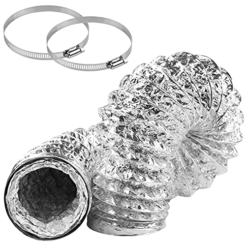 CABAX Dryer Vent Hose 4 Inch 8 Feet Non-Insulated Flex Air Aluminum Foil Ducting