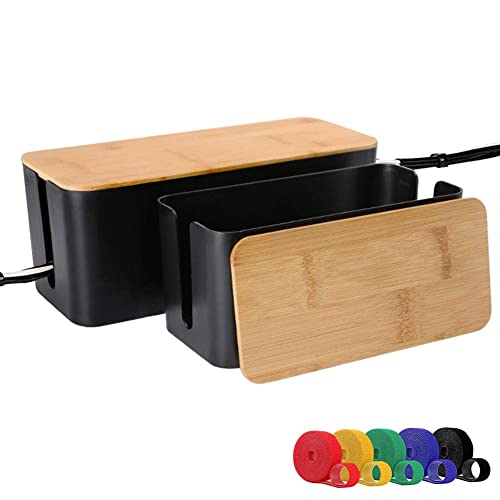 Cable Management Box with Bamboo Lid