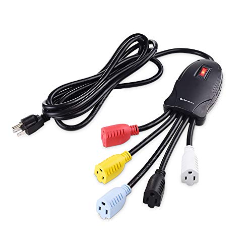 Power Squid 5 Outlet Splitter with 10-Foot Cord & Color-Coded Receptacles
