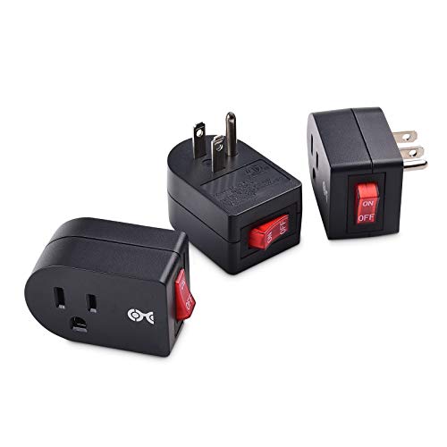 3 Pack Grounded Outlet with ON Off Switch, Single Black Outlet Switch