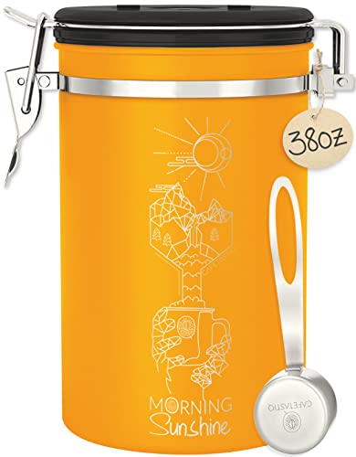 Coffee Canister Airtight 35oz Large, Coffee Storage Container Stainless Steel Air Tight Coffee Jar with Scoop, Date Tracker and CO2 Release Valve
