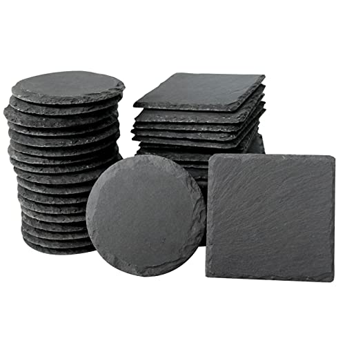 Cakocaco 36pcs Natural Slate Stone Drink Coasters for Any Table, 4 Inches