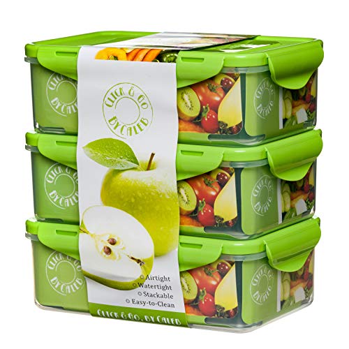 3-Pack Green Bento Boxes - 39oz Divided Food Storage Containers