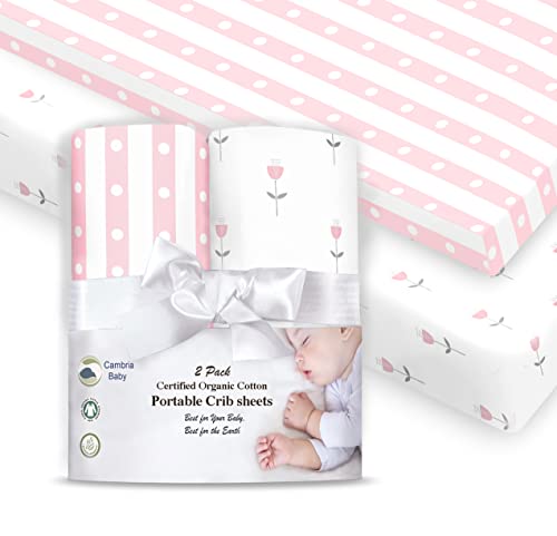 Cambria Baby Organic Cotton Fitted Sheets Pack 'n Play
