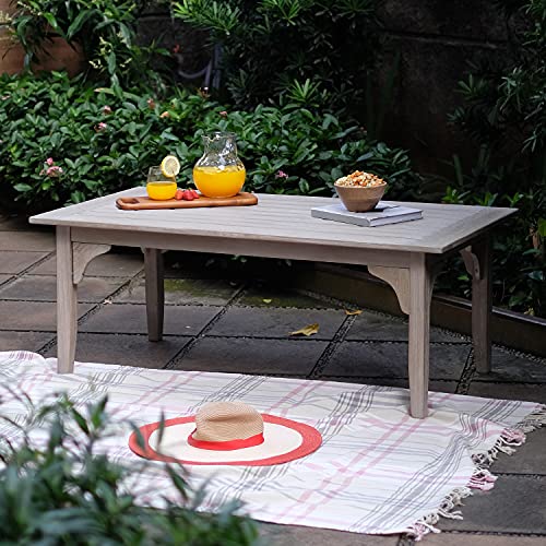 Cambridge Casual Superior Indonesian Auburn Patio Coffee Table, Weathered Teak