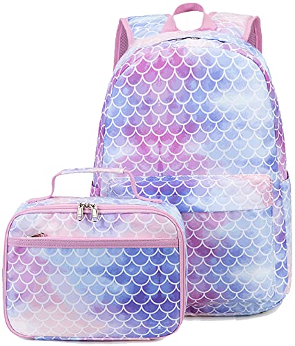 Mermaid Blue School Backpack with Lunch Box Set