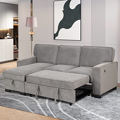 CANMOV Convertible Sectional Sofa Couch with Storage Chaise