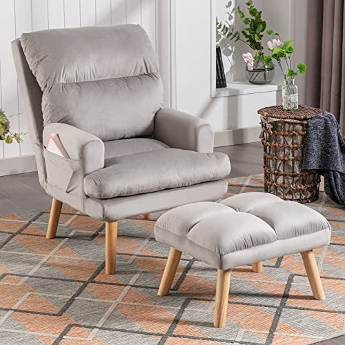 CANMOV Modern Accent Chair with Ottoman