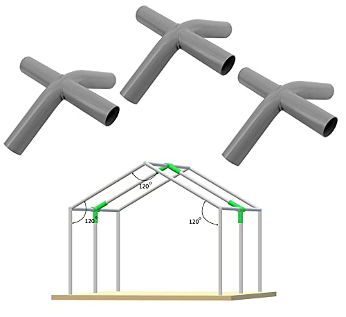 Canopy Fittings Carport Frame Set 1-3/4" Connectors 3 Way, 4 Way for Shelter Deck Shed Garage Kit, 3/Pack (4-Way Gray)