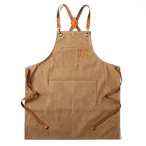 Canvas Cross Back Chef Apron with Adjustable Straps