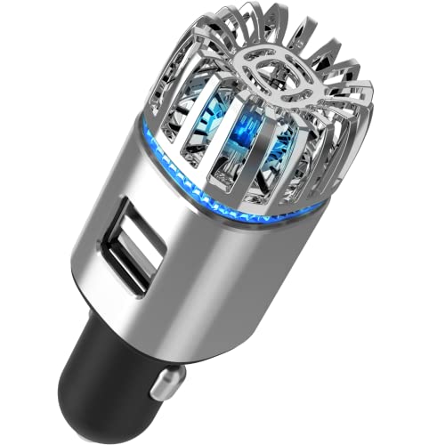 VAOYAO Car Ionizer Air Purifier and USB Charger - Silver