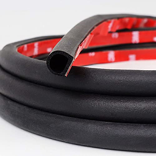 D Shape Self Adhesive Auto Rubber Weather Draft Seal Strip 0.55 Inch Wide X  0.47 Inch Thick,Weatherstrip for Car Window and Door,Engine Cover 16 Feet  Long Universal 