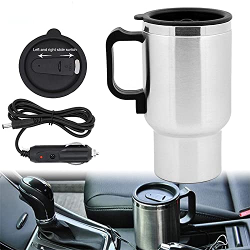 Acouto 12V 750ml Travel Heating Cup, Car Portable Stainless Steel Electric  Heated Thermos Cup Coffee Tea Boiling Mug Kettle