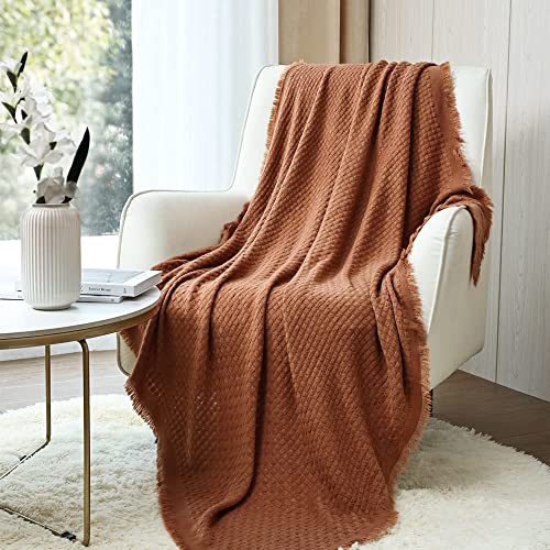 Caramel/Rust Knit Throw Blanket