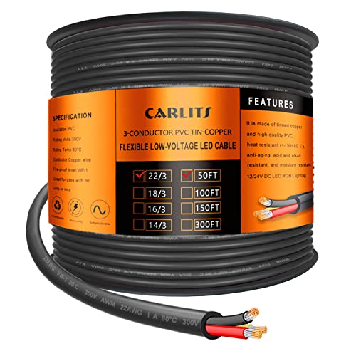 CARLITS 22 Gauge 3 Conductor Electrical Wire