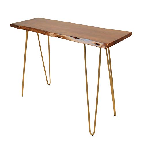 Carolina Classic SETI Live Edge Console Table in Elm and Gold