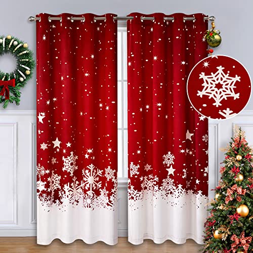 CAROMIO Christmas Curtains: Festive Velvet Window Decor